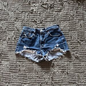 Levi's Blue Distressed Jean Shorts